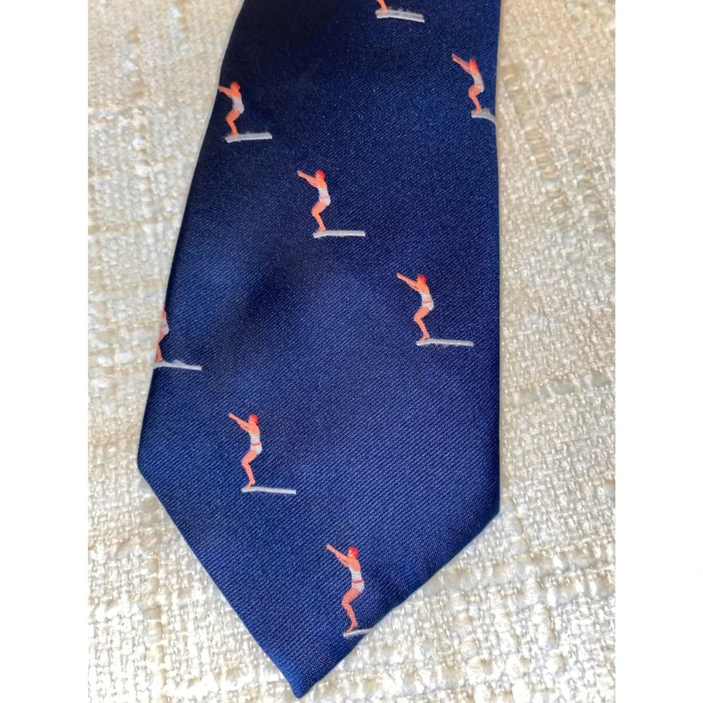 High Diver Necktie Mens OS Navy Blue Novelty Preppy Ivy Style Rivetz of‎ Boston